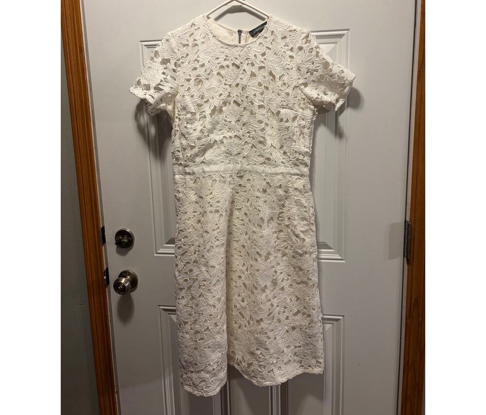 Sosandar white floral lace dress size 12